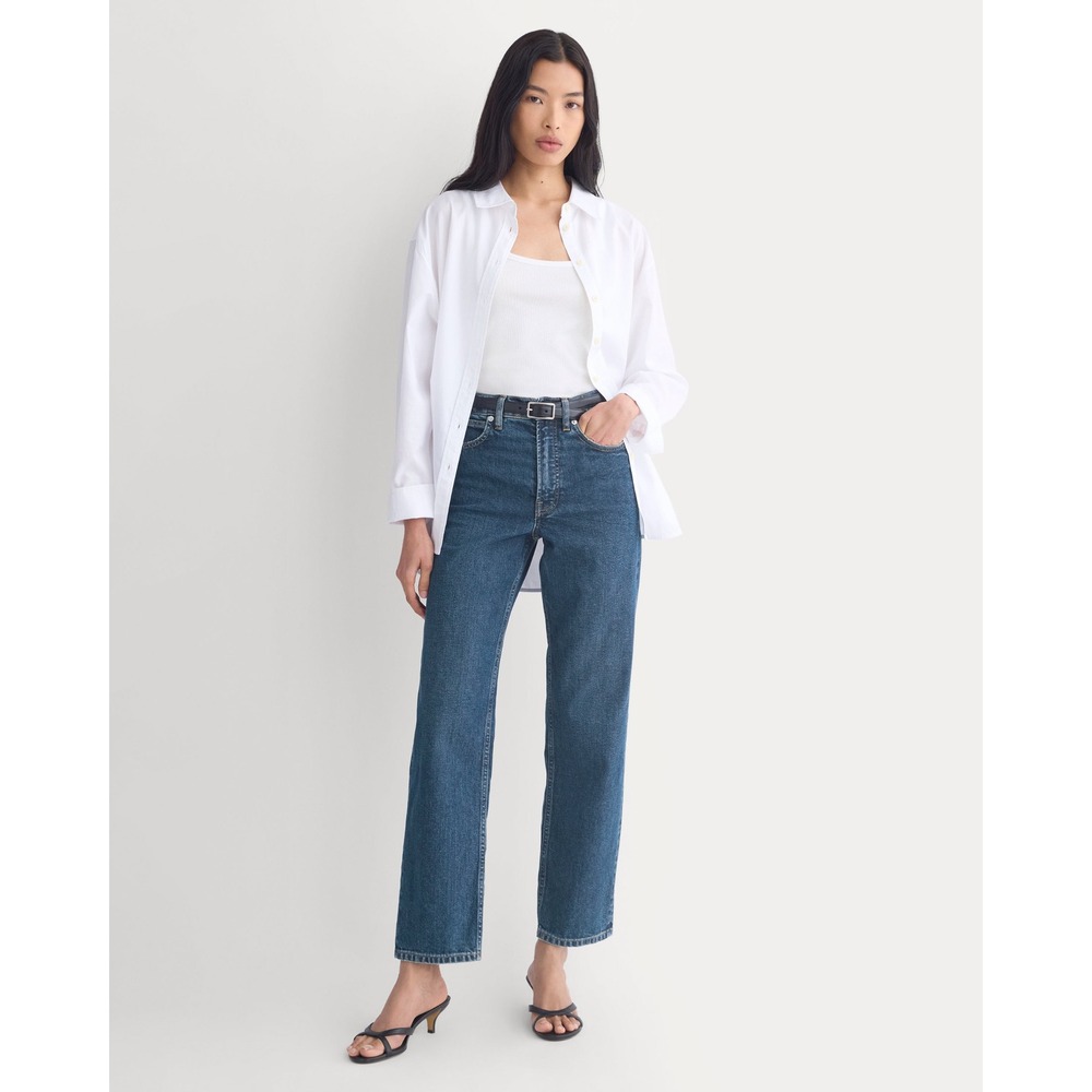 Everlane The 90s Way High Jean Regular Blue Organic Cotton Straight Leg Denim